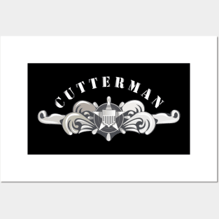 USCG - Cutterman Badge - Enlisted  - Silver w Top Txt Posters and Art